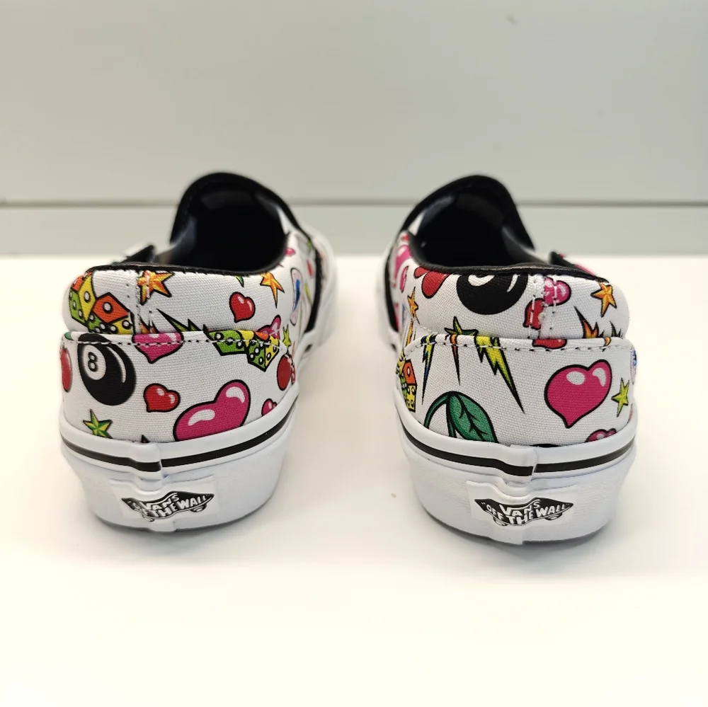 Vans Classic Slip-On Dice Bolts Hearts Eyeballs Cherries 8-Balls Print Women 7.5 - Picture 5 of 8